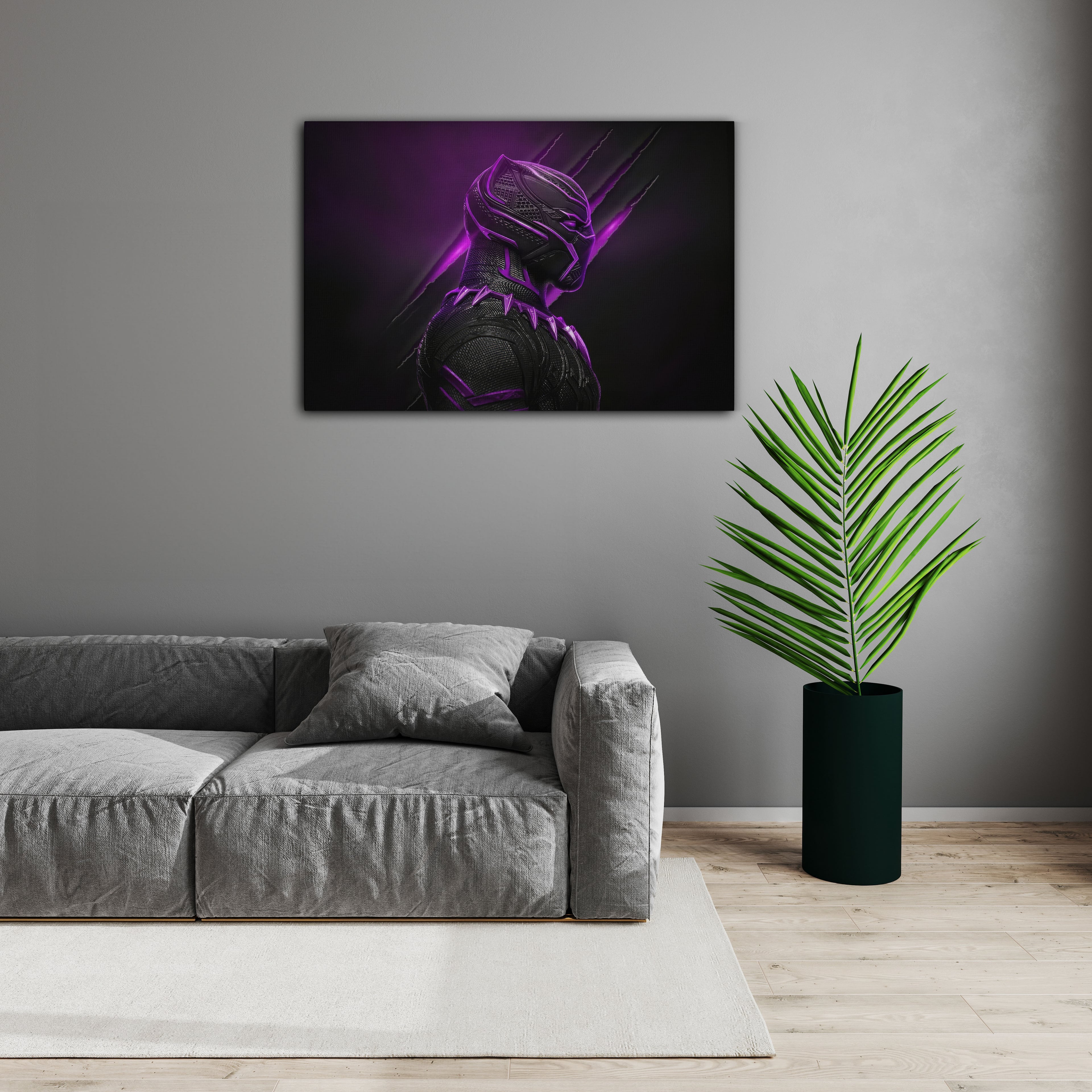 Black Panther Mor Kanvas Tablo